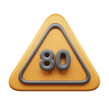 80 Speed Limit  3D Icon