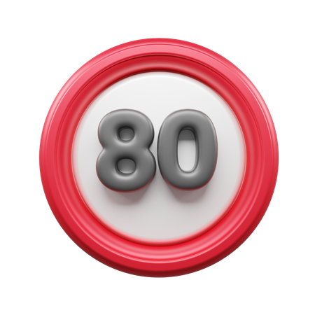 80 Speed Limit  3D Icon