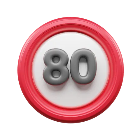 80 Speed Limit  3D Icon