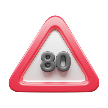 80 Speed Limit  3D Icon