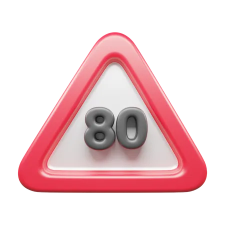 80 Speed Limit  3D Icon