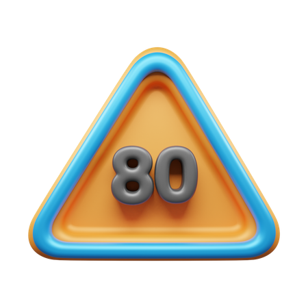 80 Speed Limit  3D Icon