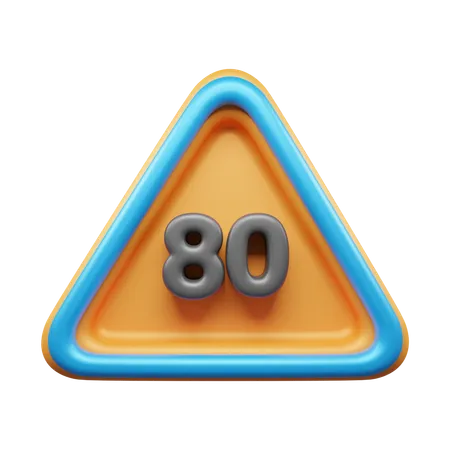 80 Speed Limit  3D Icon