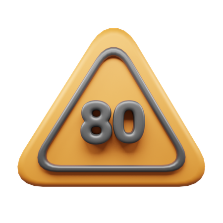 80 Speed Limit  3D Icon