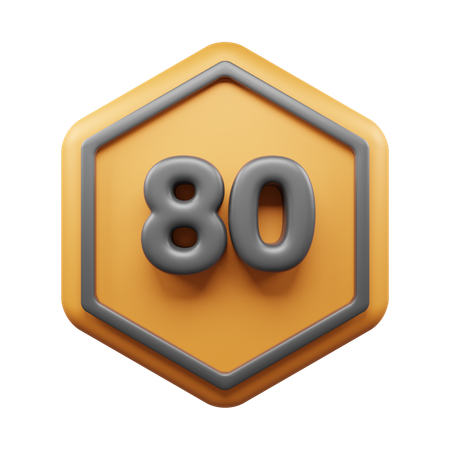 80 Speed Limit  3D Icon