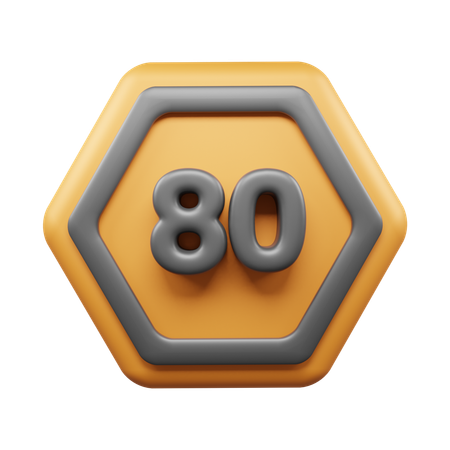 80 Speed Limit  3D Icon