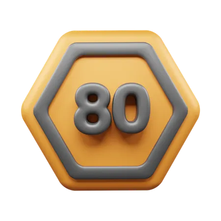 80 Speed Limit  3D Icon