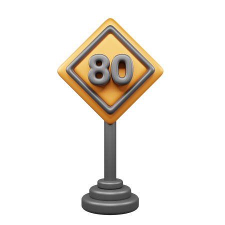 80 Speed Limit  3D Icon