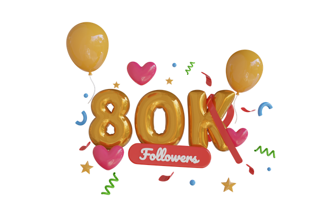 80K Follower  3D Icon