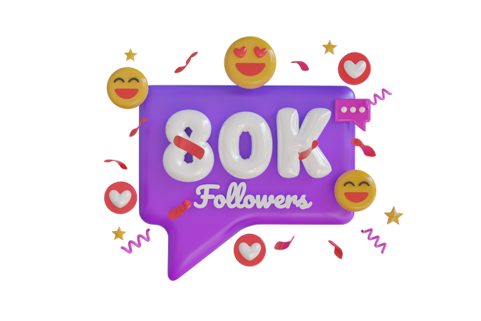 80k Followers  3D Icon