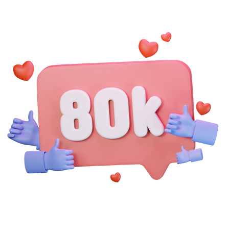 80K Love Like Followers  3D Icon