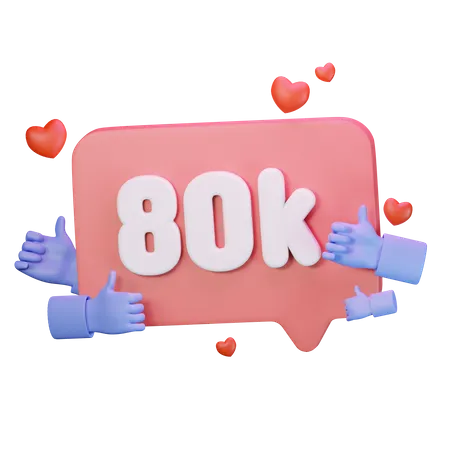 80K Love Like Followers  3D Icon
