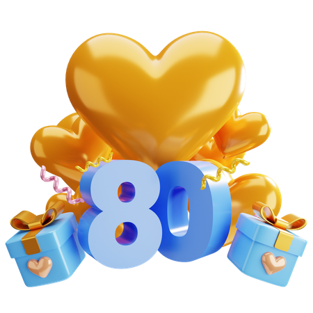 80th anniversary  3D Illustration