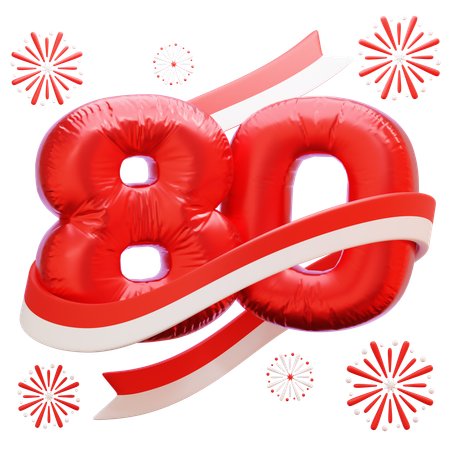 80th Indonesian Independence Day  3D Icon