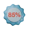 Insignia de descuento del 85%