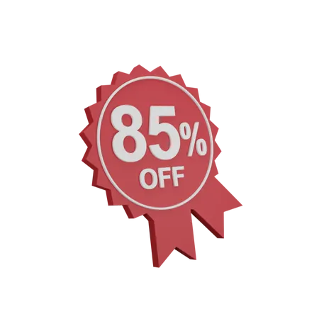 85 Percent Discount Badge 3D Icon