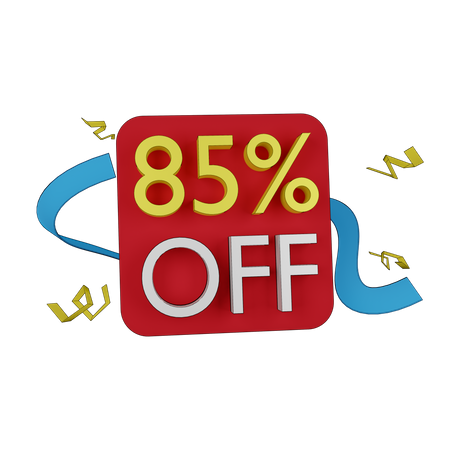 85 Percent Discount Tag  3D Icon