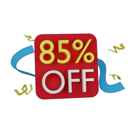 85 Percent Discount Tag  3D Icon