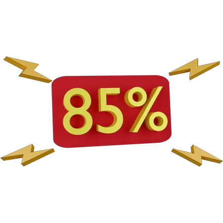 85 Percent Discount Tag  3D Illustration