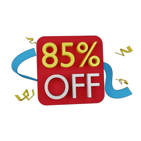 85 Percent Discount Tag 3D Icon