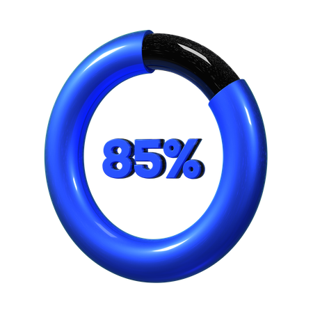 85 Percent Pie Chart 3D Illustration
