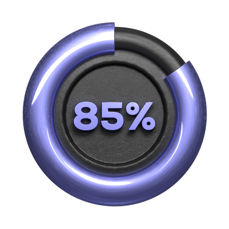 85 Percent Pie Chart 3D Illustration