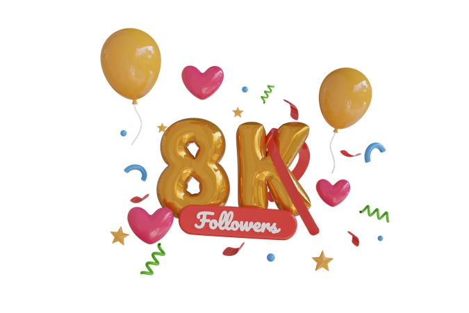 8K Follower  3D Icon