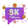 8k followers 3d logo
