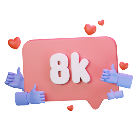 8K Love Like Followers  3D Icon