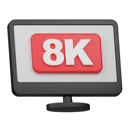 8K Resolution  3D Icon