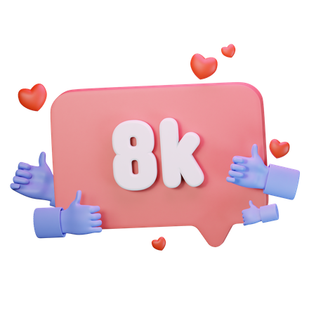 8k amor como seguidores  3D Icon