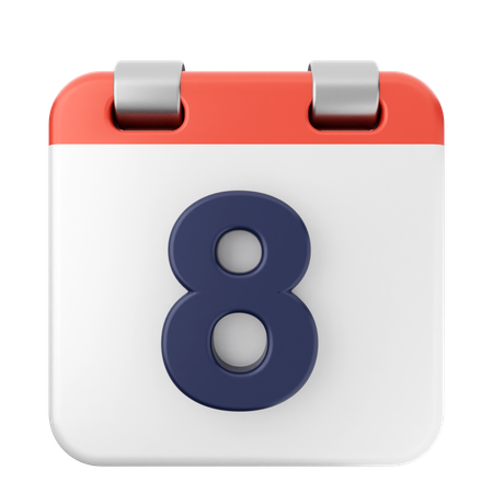 8th Calendar  3D Icon