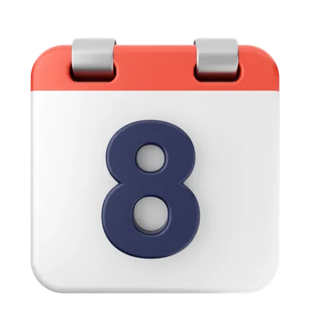 8th Calendar  3D Icon