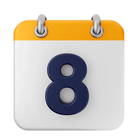 8th Calendar  3D Icon