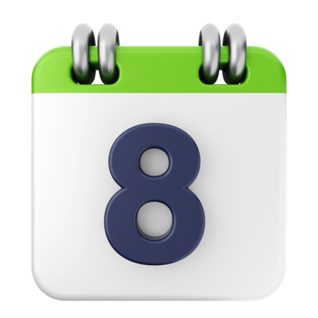 8th Calendar  3D Icon