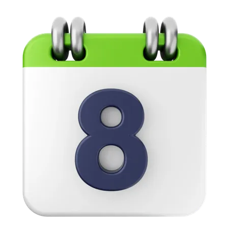 8th Calendar  3D Icon