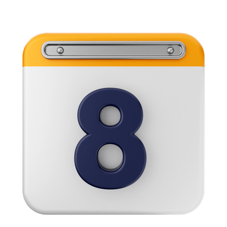 8th Calendar  3D Icon