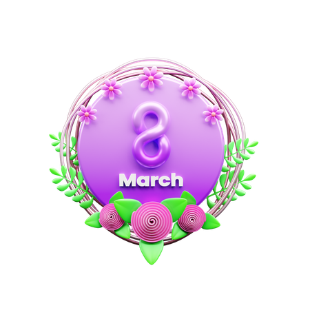 8th March  3D Icon