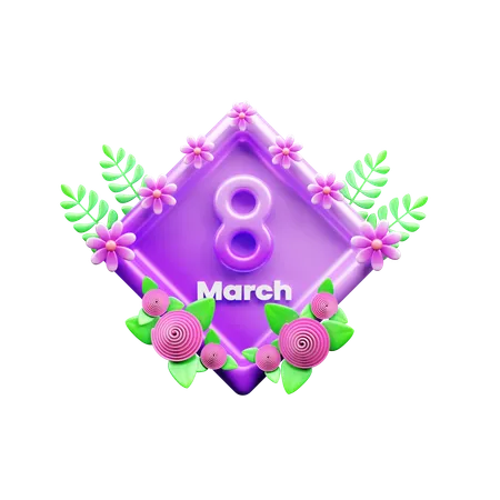 8th March  3D Icon