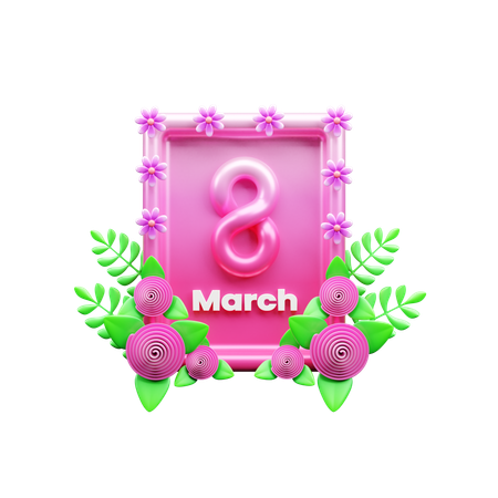 8th March  3D Icon