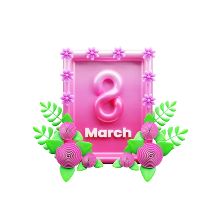 8th March  3D Icon