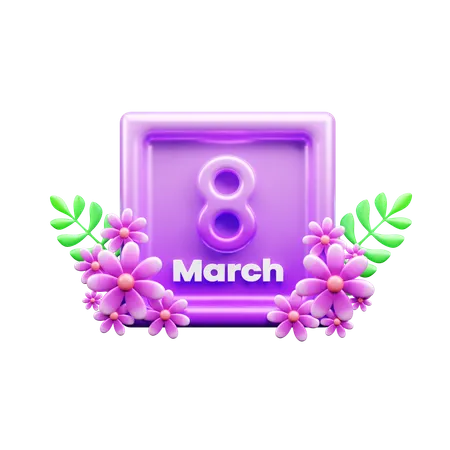 8th March  3D Icon