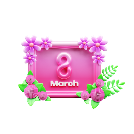 8th March  3D Icon