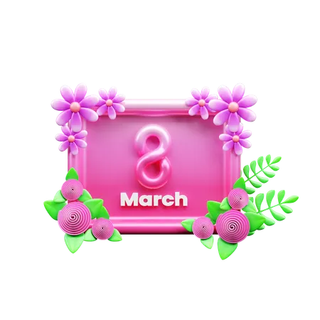 8th March  3D Icon