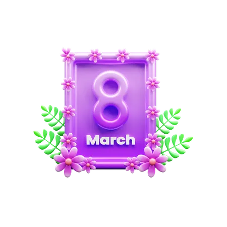 8th March  3D Icon