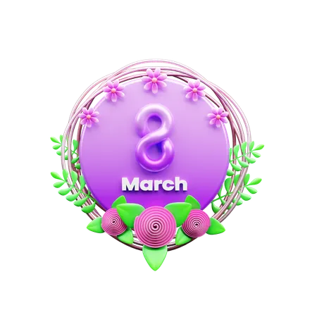 8th March  3D Icon