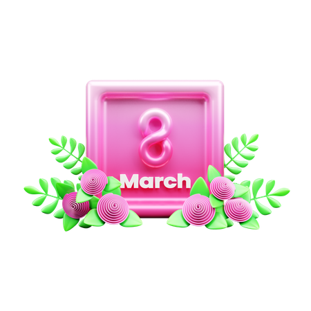 8th March  3D Icon