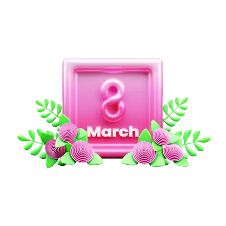 8th March  3D Icon