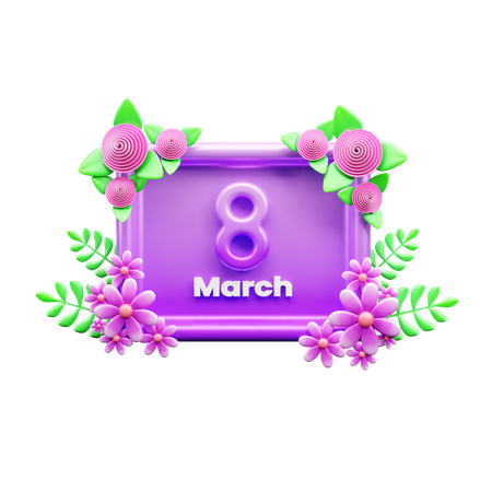 8th March  3D Icon