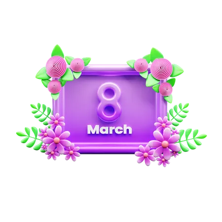 8th March  3D Icon